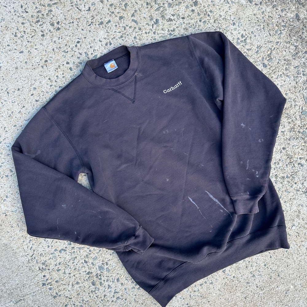 Vintage Carhartt Crewneck Sweatshirt size XL black faded distressed painted